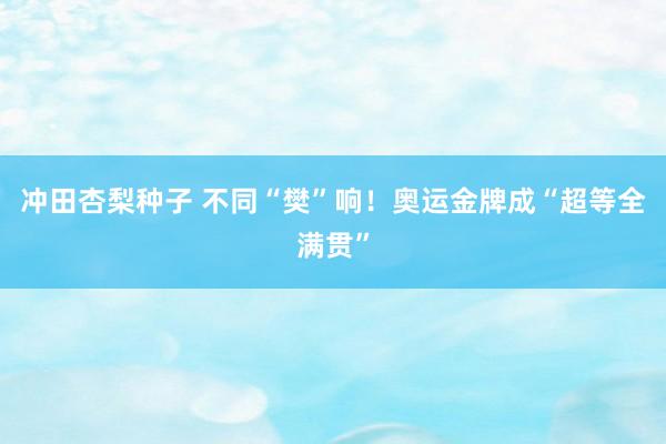 冲田杏梨种子 不同“樊”响！奥运金牌成“超等全满贯”