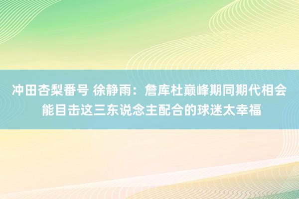 冲田杏梨番号 徐静雨：詹库杜巅峰期同期代相会 能目击这三东说念主配合的球迷太幸福