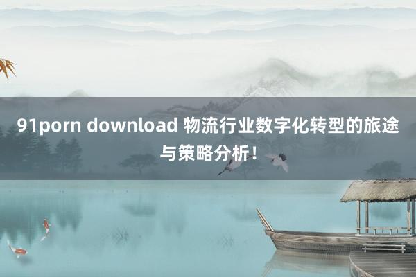 91porn download 物流行业数字化转型的旅途与策略分析！