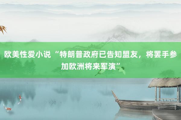 欧美性爱小说 “特朗普政府已告知盟友，将罢手参加欧洲将来军演”
