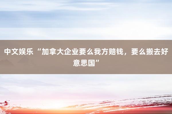 中文娱乐 “加拿大企业要么我方赔钱，要么搬去好意思国”